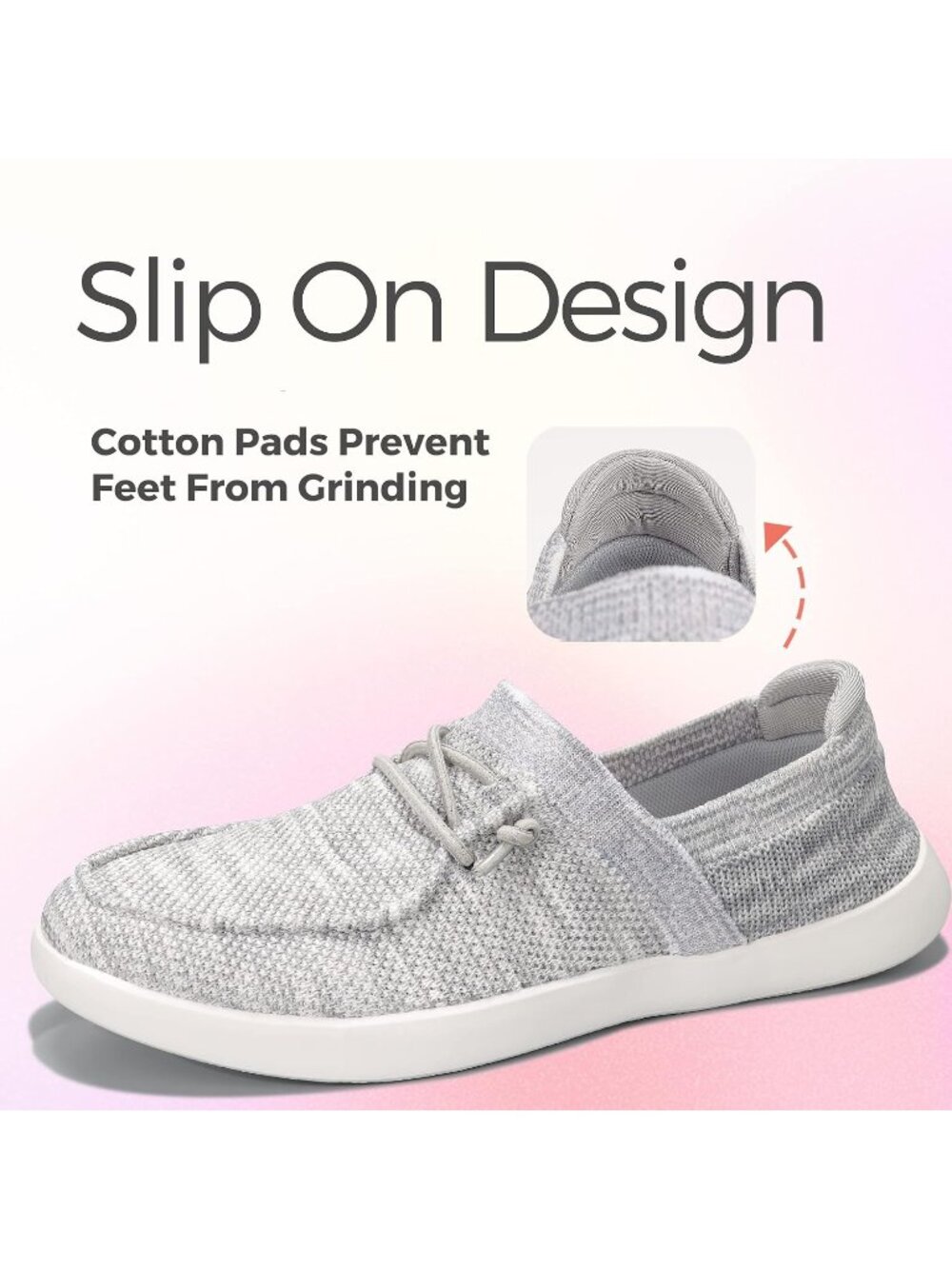 Women's Grey Knit Comfortable Lightweight Lace Up Loafers Fashion Sneakers - Picture 5 of 7
